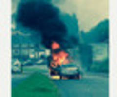 Car goes up in flames in Blackbird Road, Leicester